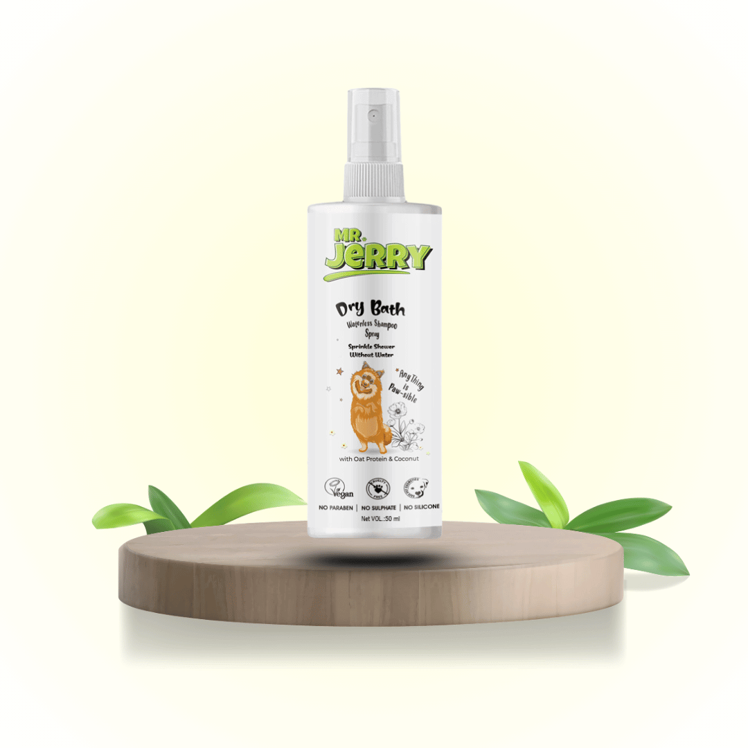 Mr. Jerry Dry Bath Waterless Shampoo for Pets with Oat Protein & Coconuts (50ml) - Mr.Jerry website