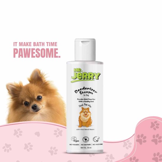 Mr . Jerry Gentle Deodorizer Shampoo for Dogs with Aloe Vera & Vitamin E