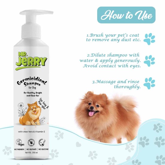 Mr . Jerry Germicidal Shampoo for Dogs with Aloe Vera & Vitamin E