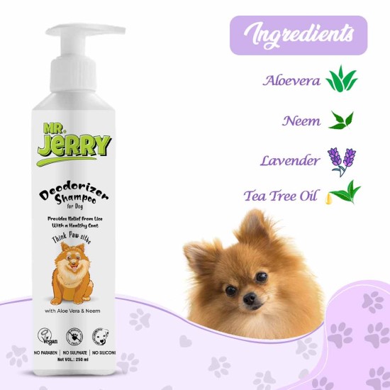 Mr . Jerry Gentle Deodorizer Shampoo for Dogs with Aloe Vera & Vitamin E