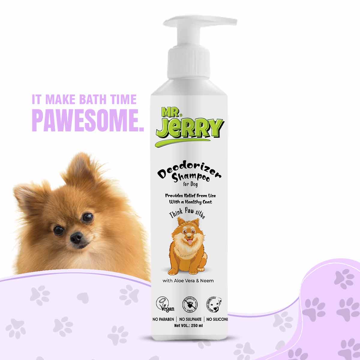 Mr . Jerry Gentle Deodorizer Shampoo for Dogs with Aloe Vera & Vitamin E