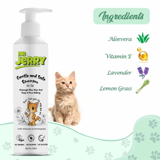 Mr . Jerry Cat Shampoo with Aloe Vera & Lemon Grass